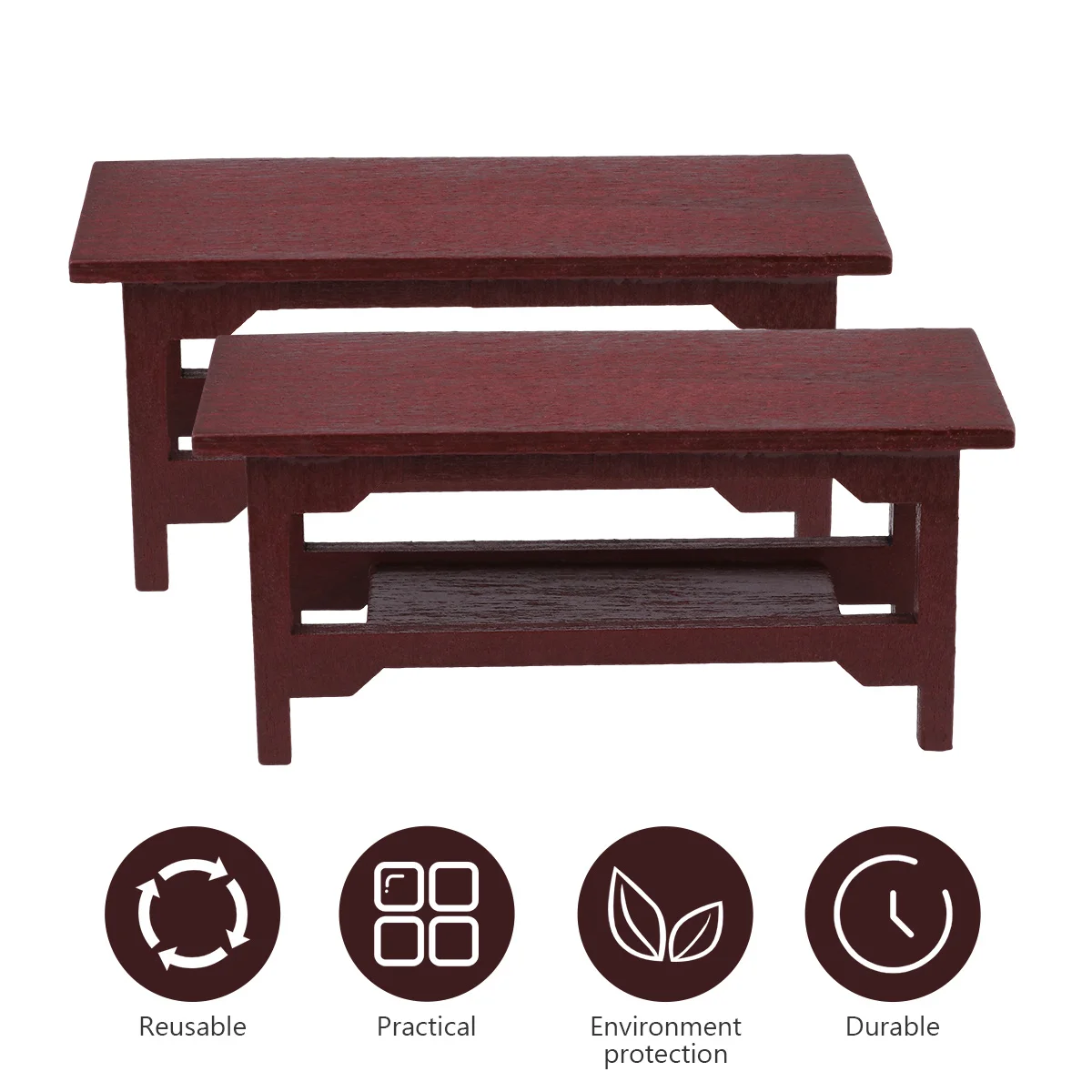 2 قطعة زخرفة مكتب خشبي صغير للمنزل الصغير خمر نمط صغير التظاهر اللعب مكتب مايكرو الأثاث ديكور غرفة نوم المنزل