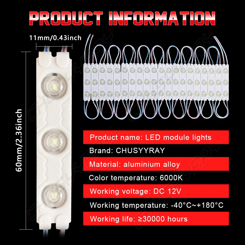 PCVBMLAUT 2pcs/lot injection with lens COB LED module waterproof LED back light backlight for sign channel letter DC12V 2W IP68