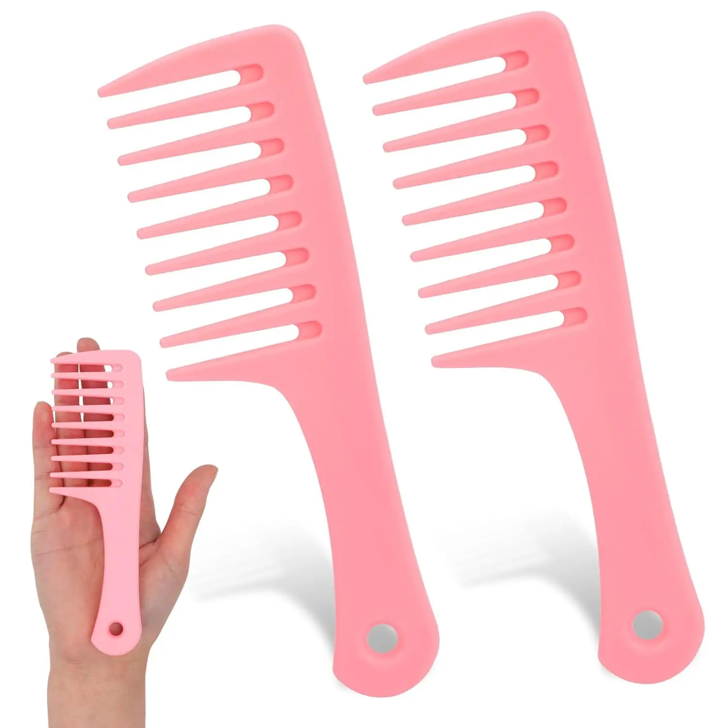 

2-Pack Mini Wide Tooth Combs for Curly Wet Hair - Portable Travel Detangling Styling Tool