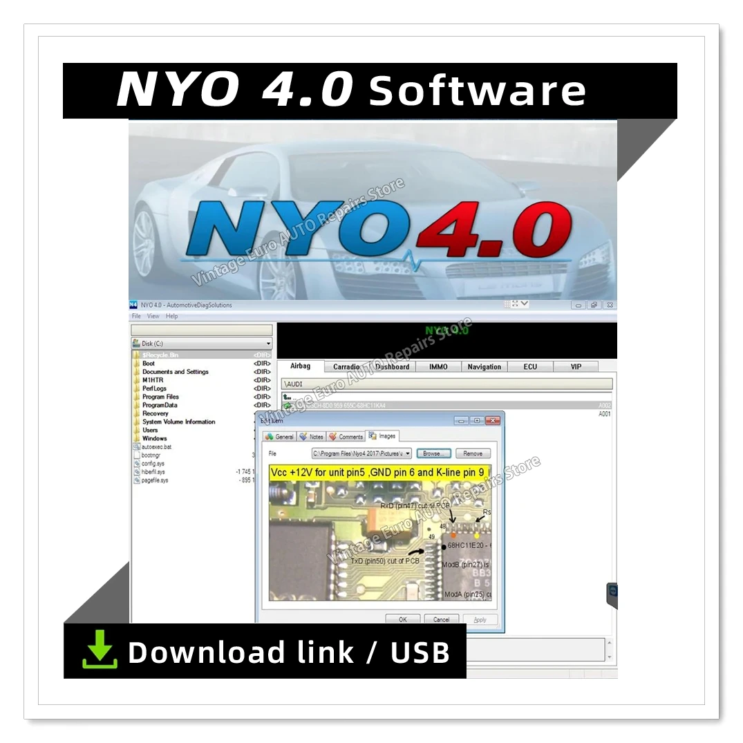 

Hot! NYO 4 2017Full Database Airbag Carradio Dashboard IMMO Navigation Auto Data Repair Software CD USB Disk Car Radio nyo4 full