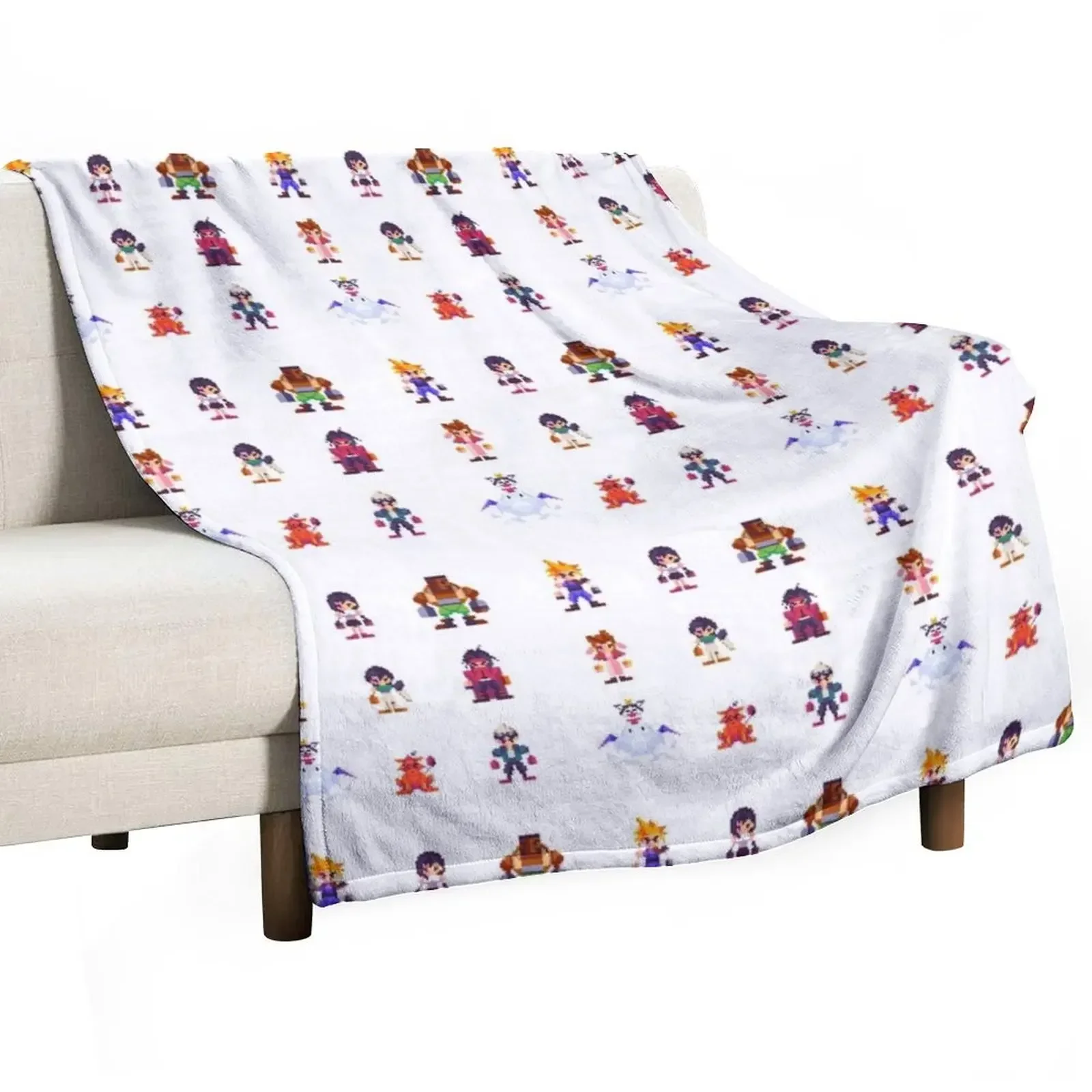 

FF7 Pixel Character Throw Blanket Sofas Shaggy Blankets