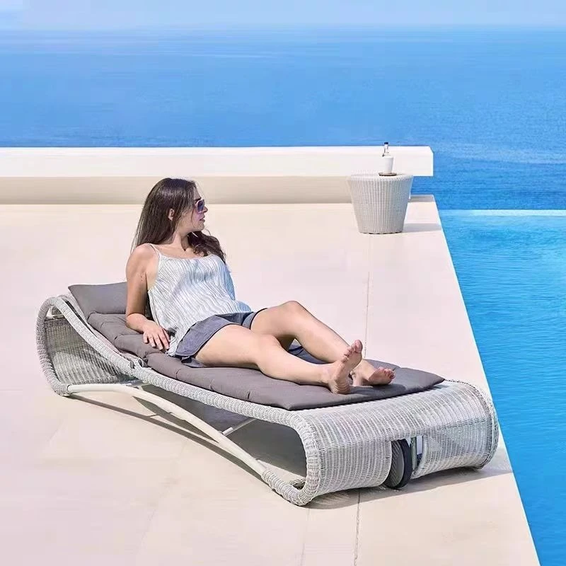 Loungers Courtyard Balcony Rattan Leisure Loungers Beach Chairs Swimming Pool Hot Spring Spa Club Rattan Loungers