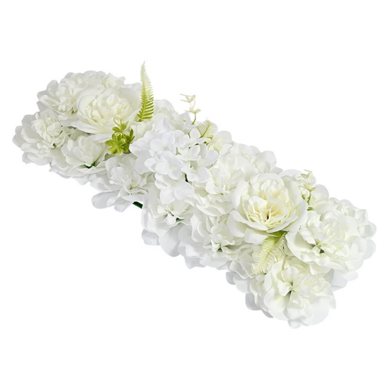 White Road Cited Artificial Flower Row DIY Wedding  Rose Peony Flower Wall Arch Backdrop Arrangement Arch Decor Flowers