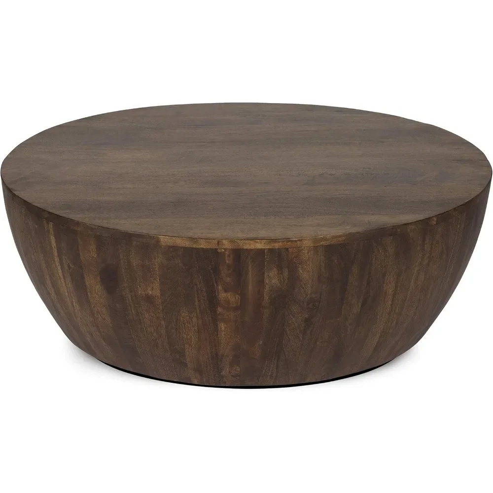 35.75"D X 35.75"W X 12"H Coffee Table, Non-marking Rubber Feet, Round Wood Coffee Table