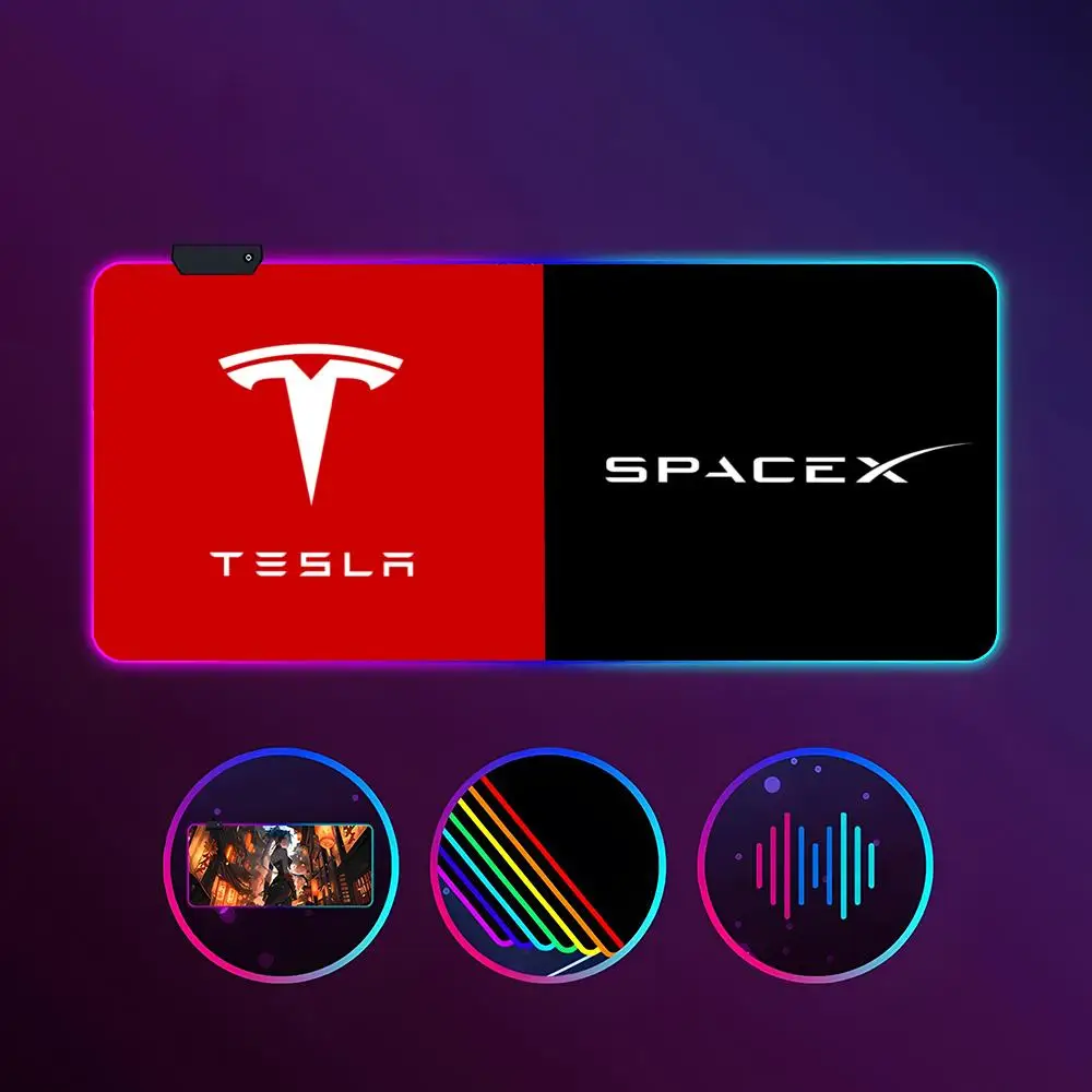 

Новый автомобильный коврик для мыши Tesla Loog RGB светящийся 1000x500 мм большой Настольный коврик нескользящий очень большой игровой офисный коврик для мыши