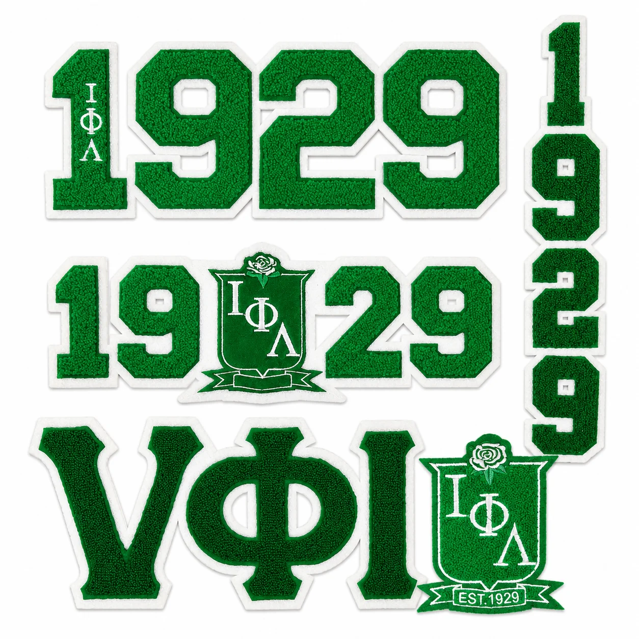 Iota Phi Lambda Sorority Chenille Greek Letter Iota Phi Lambda 1929 Iron on Towel Patch for Sweatshirt and Jacket