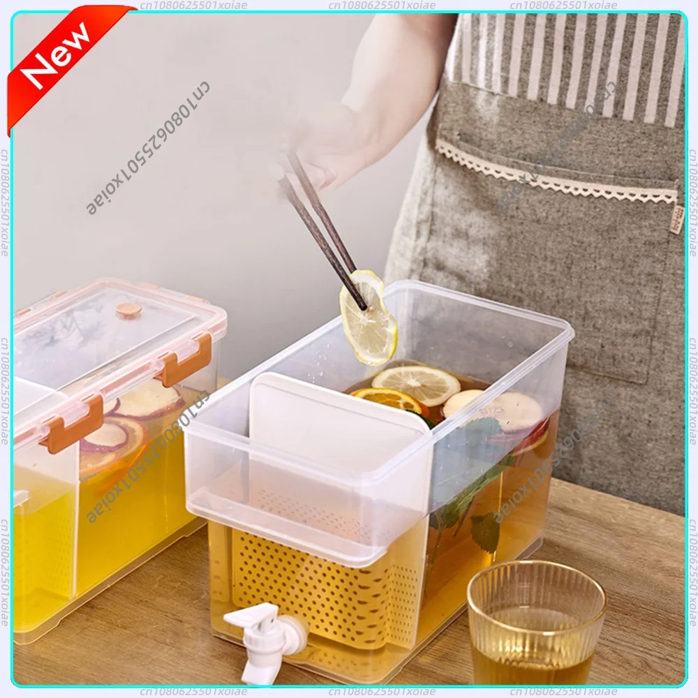 3,5/6L Getränkespender für den Kühlschrank mit Zapfhahn, für Limonade, Tee, Wasser, auslaufsicherer Sommer-Wasserspender für Küche und Haushalt
