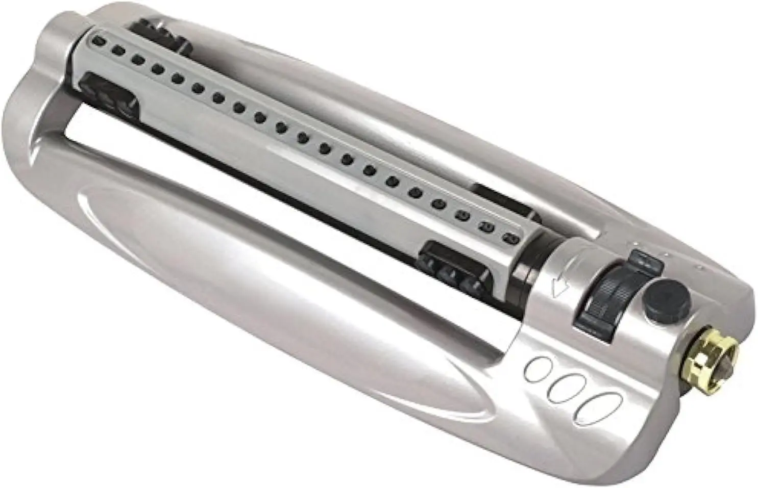 

Metal Oscillating Lawn Sprinkler - Rust-Proof Aluminum Base - 4,100 Sq. Ft. Coverage - Easy Adjust Range Co