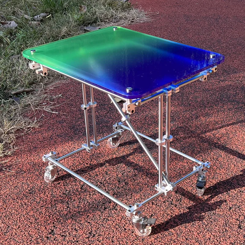 side optical axis simple cart Nordic Internet celebrity living room sofa transparent gradual change color coffee table