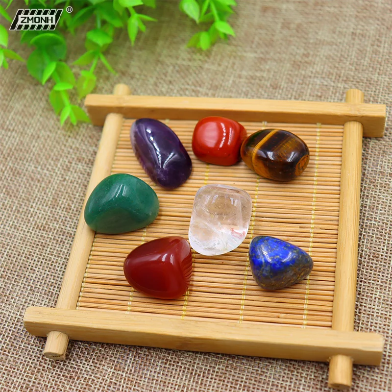 [H]7pc/set Natural crystal Yoga Polished Energy Stone Agate Chakra Reiki Home Decoration Collection Popular Stones