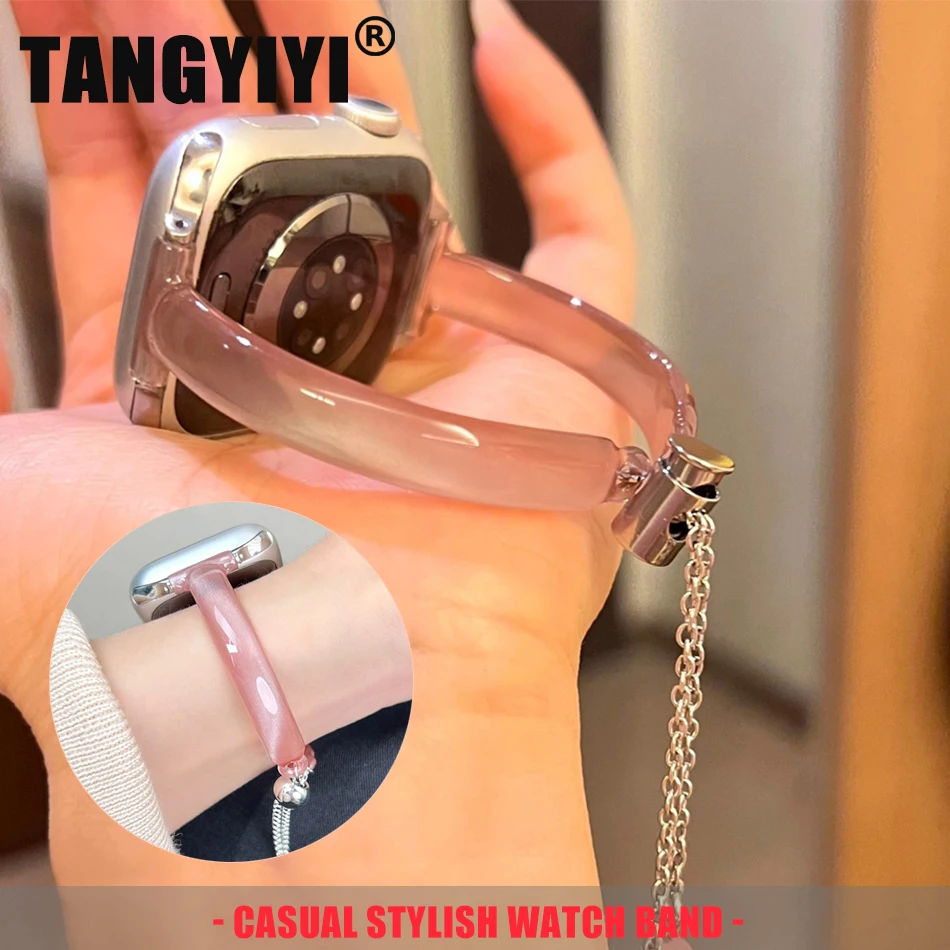 Cat's Eye Bangle Strap For Apple Watch Band S11/10/9/8/7/SE/6/5/4/Ultra 3 IWatch 49/46/45/44/42/41/40/38mm Laser Shiny Bracelet