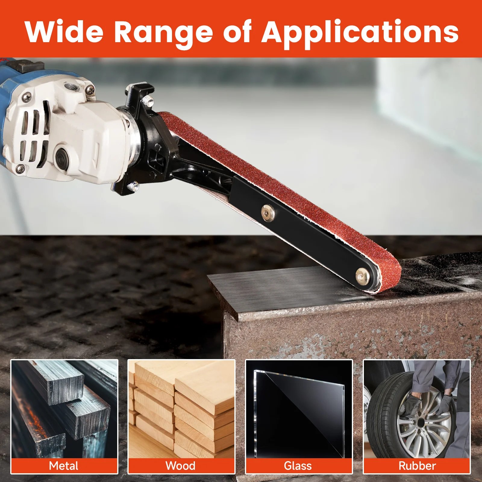 Belt Sander Bracket Belt Sander Adapter 6/10pcs Sanding Belt For 100/115/125 Angle Grinder For Wood/Metal Grinding Polishing