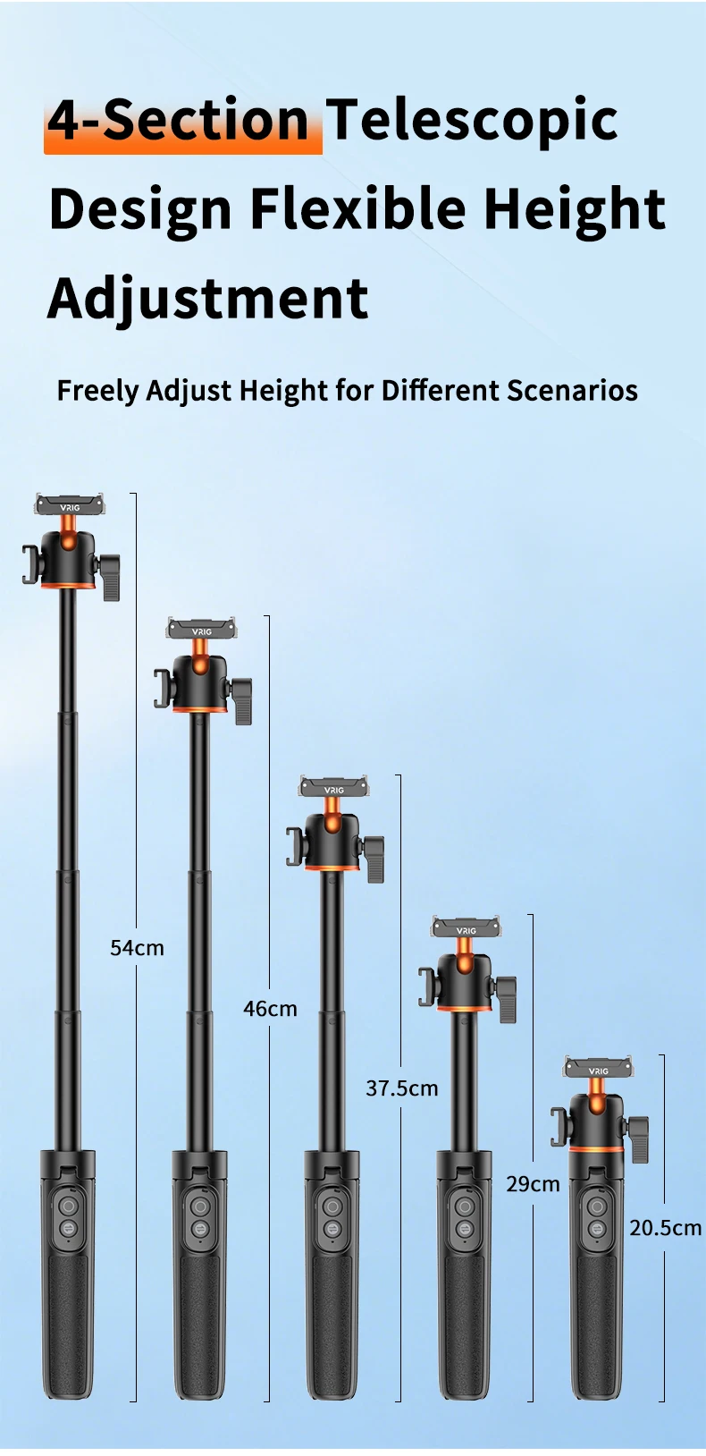 VRIG Magnetisches Stativ-Selfie-Stick-Stativ mit 360°-Kugelkopf und Cold Shoe für DJI Osmo Action 6 5 Pro 4 3 Action-Kamera-Zubehör – Detail 12