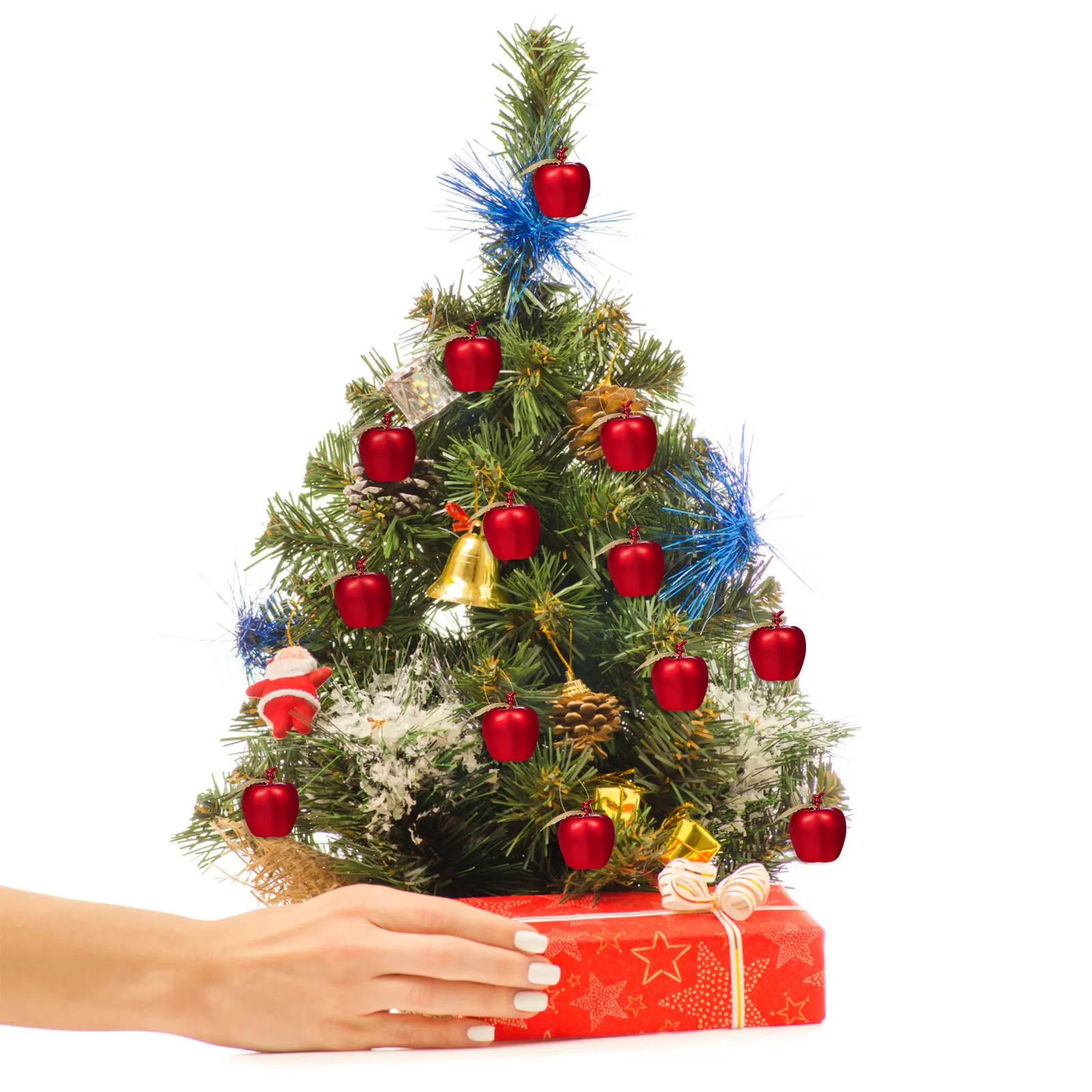 24Pcs Premium Apple Design Christmas Hanging Ornaments Electroplated Glossy Finish for Tree Garland Festive Party Home Office