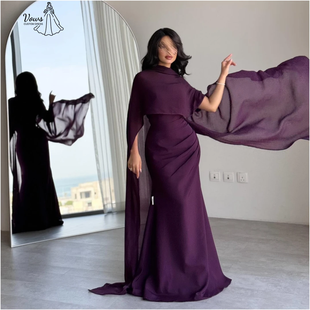 

Vows Satin Cloth Evening Dresses Woman Elegant Luxury Prom Dresses 2025 Custom Made Shawl Round Collar Robes De Cocktail Party