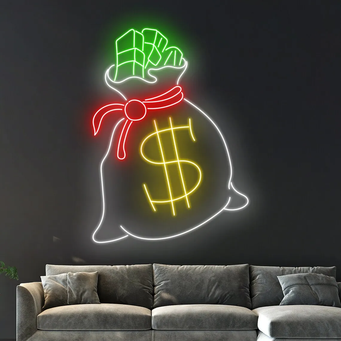 

Money Bag Led Sign Dollar Bag Neon Sign Money Neon Light Dollars Led Light Money Bag Room Wall Decor Personalized