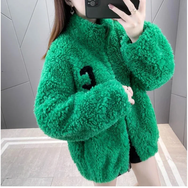 Thickened Double-sided Fleece Winter Jacket Women's Trendy INS Zipper Pullover Hoodie Sweatshirt Warm Stand-up Collar Coat