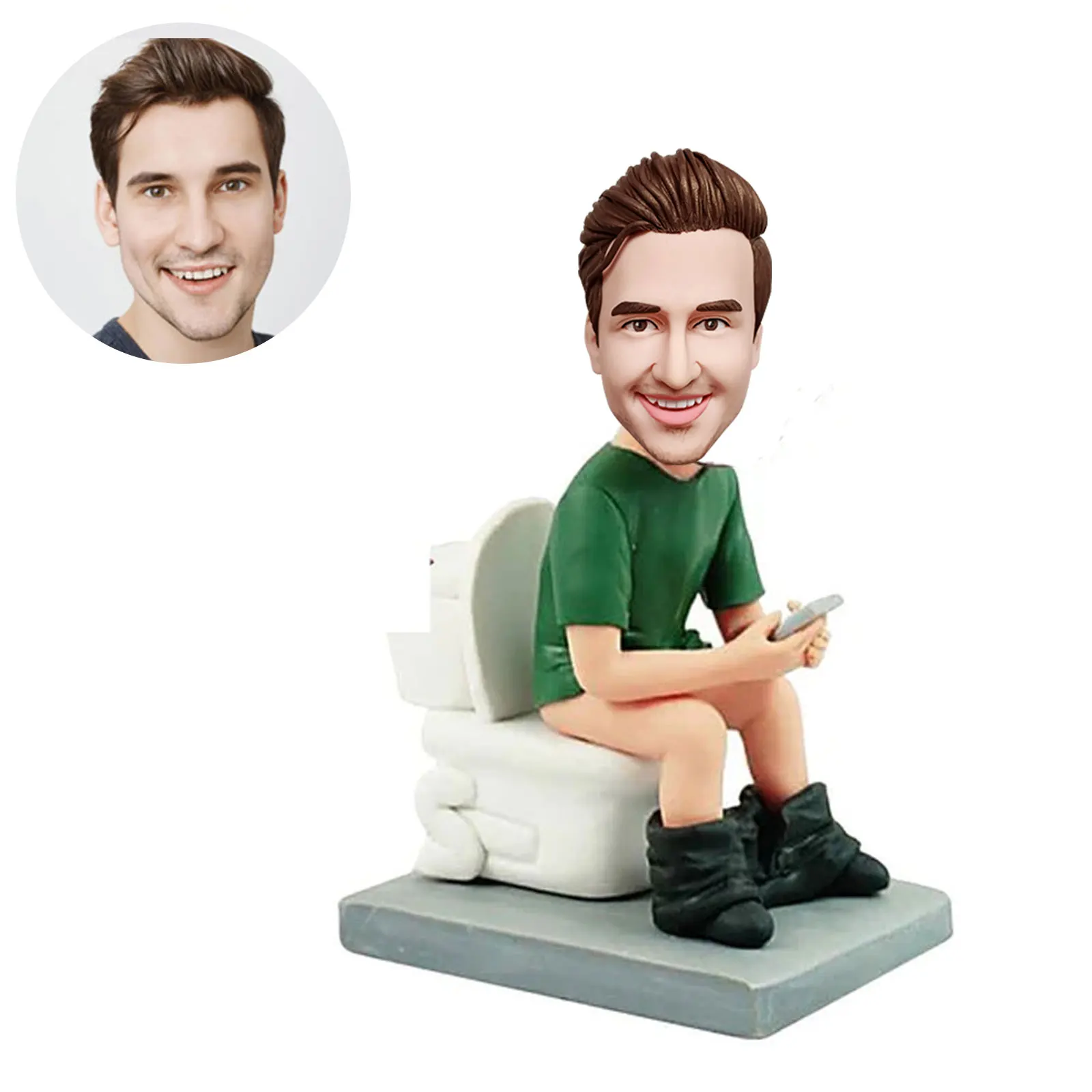 

Custom Bobbleheads Funny, The Man On The Toilet Bobbleheads Customized,Handmade Personalized Bobblehead Sculpture Gifts for Men,