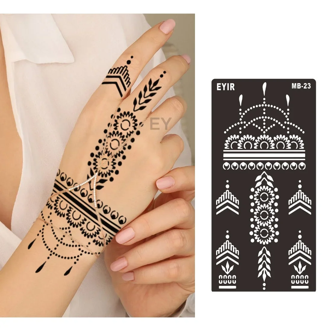 4 Stück Mandala Blumen Tattoo-Schablonen Wiederverwendbare Tattoo-Vorlagen DIY Temporäre Körperkunst Hand- und Handgelenk-Design Make-up Party-Dekoration – Detail 5