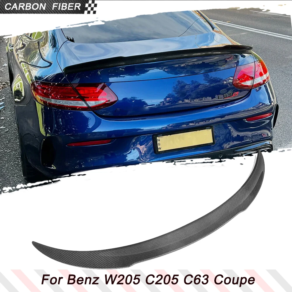 

Carbon Fiber Car Trunk Spoiler for Mercedes Benz C Class W205 C205 Coupe 2015-2018 C43 C63 AMG Auto Rear Boot Lid Highkick Wing