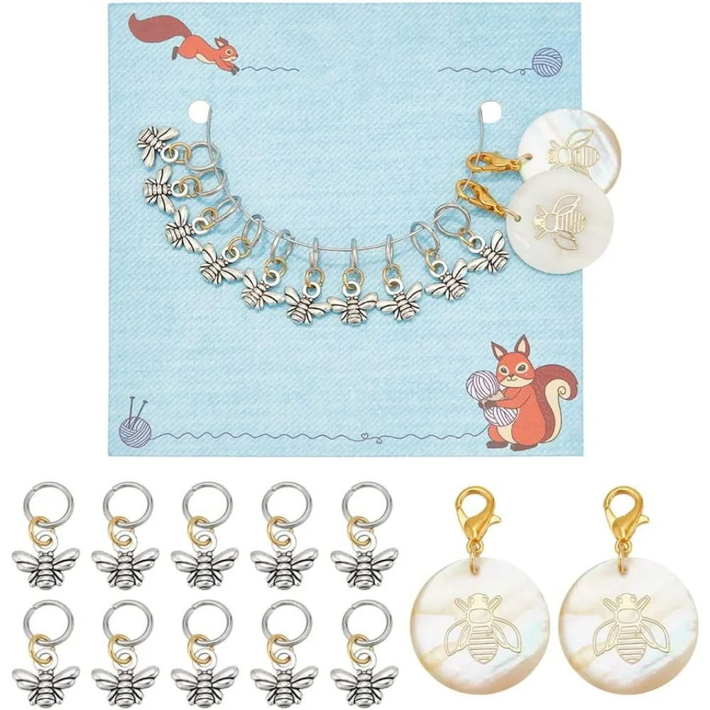 12 قطعة 2 أنماط النحل سبائك غرزة علامات المينا الكروشيه غرزة ماركر الطازجة قفل غرزة ماركر الحياكة الكروشيه