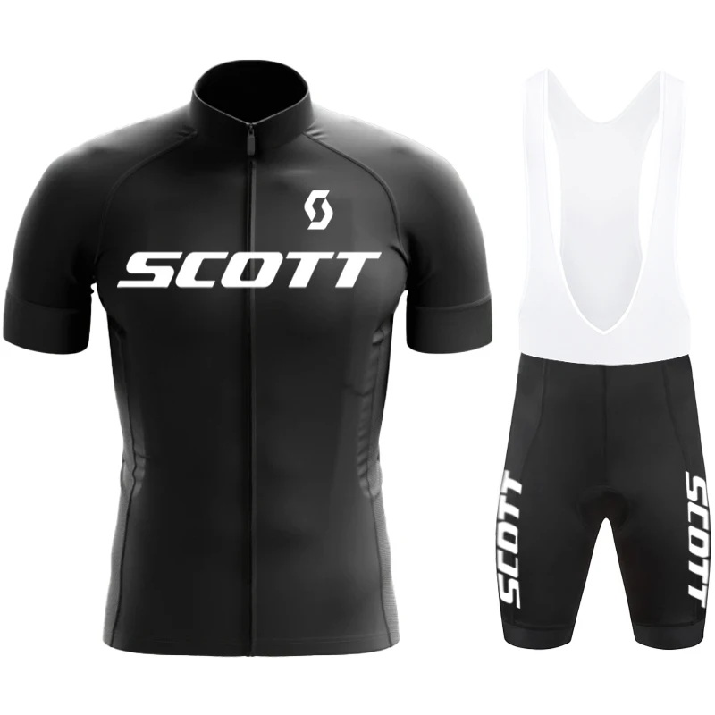 SCOTT Men\'s Sweatsuit Set Road Cycling Gear Men Clothing Long Padding Short Bib Cycling Uniform Man Mountain Bike Jerseys Jacket