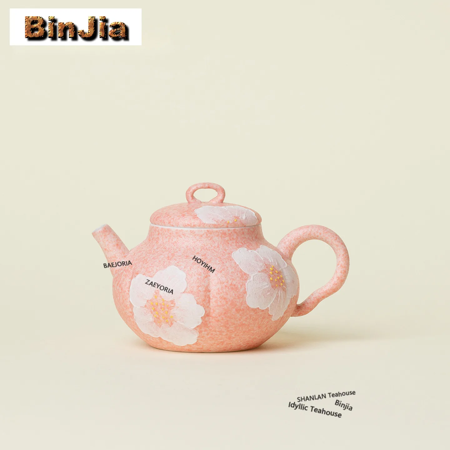 110ml Hand-painted White Camellia Pumpkin Teapot Retro Tea Infuser Pot Tea Maker Kettle With Strainer Green Tea Tableware Gift