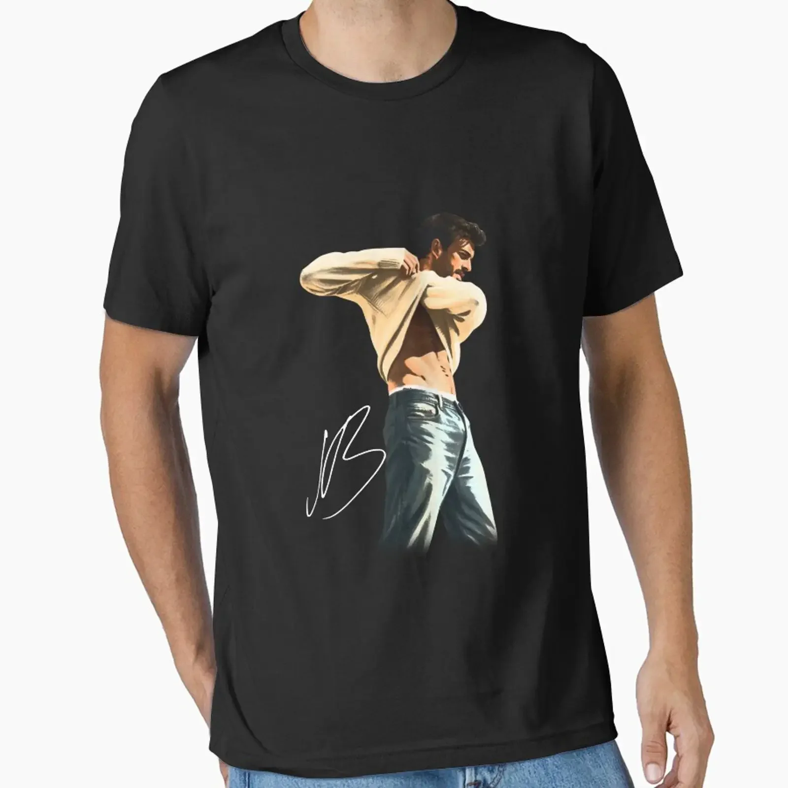 Vintage Sexy Man Jonathan Bailey Signature Essential T Shirt vintage Washed homme Stretched Casual streetwear fashion Soft