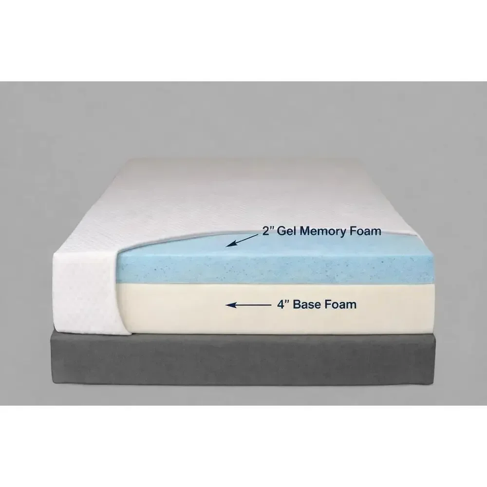 6 Gel Memory Foam Hospital Bed Mattress, Medium-Firm Feel, 48 x 80 (Hospital Bed Sizes)