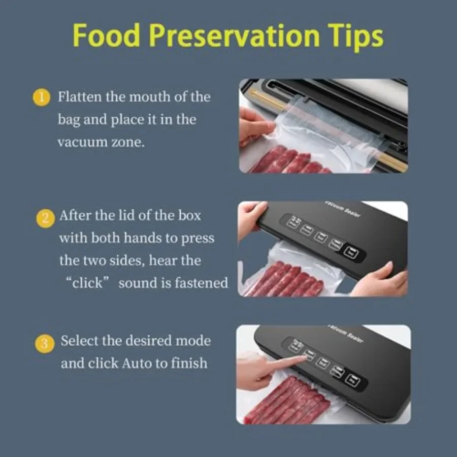 Vakuumiergerät, Lebensmittelversiegelungsgerät, 85 kPa, automatisch, 8-in-1, für Lebensmittelsparung, trockener, feuchter Modus mit integriertem CutterStorage Air Su