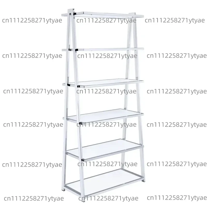White and chrome 6-layer bookcases, elegant and stylish shelves