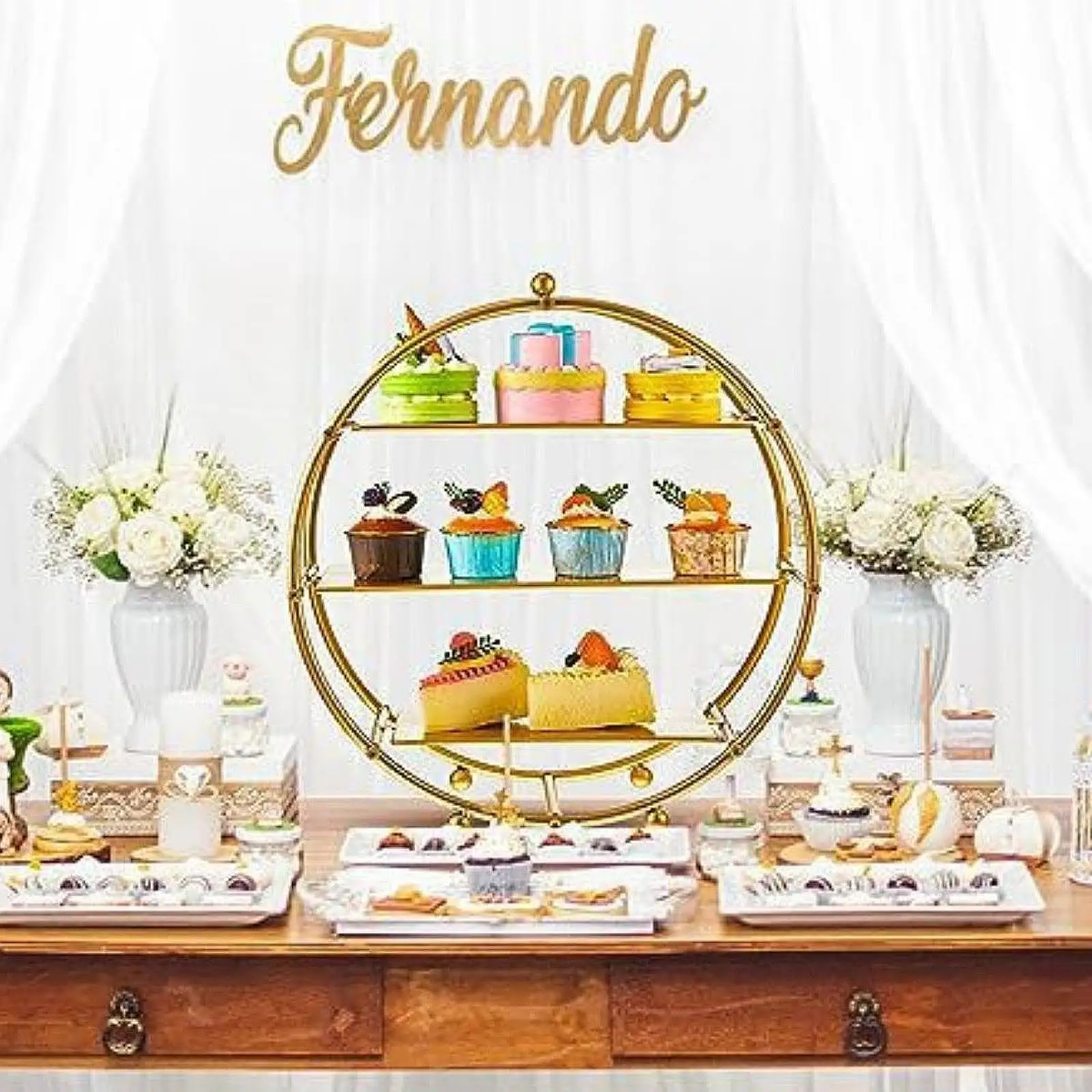 3 Layers Cupcake Stand Candy Cake Stand Tiered Serving Tray Dessert Stand for Birthday Celebrations Baby Shower Events Banquets