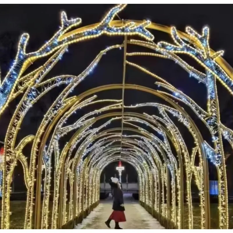 Customizable lighting decorative tunnel lighting, custom pattern lights for holidays and business parks