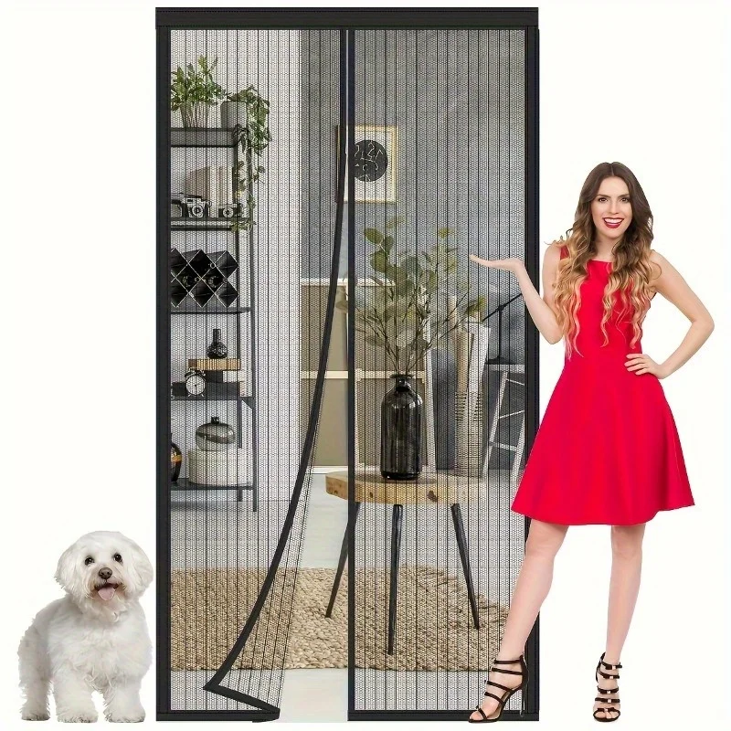 Magnetic Screen Door, Pet Friendly, Easy To Install, with Magnetic Door Curtain for Insect Control, Ventilation, and Security