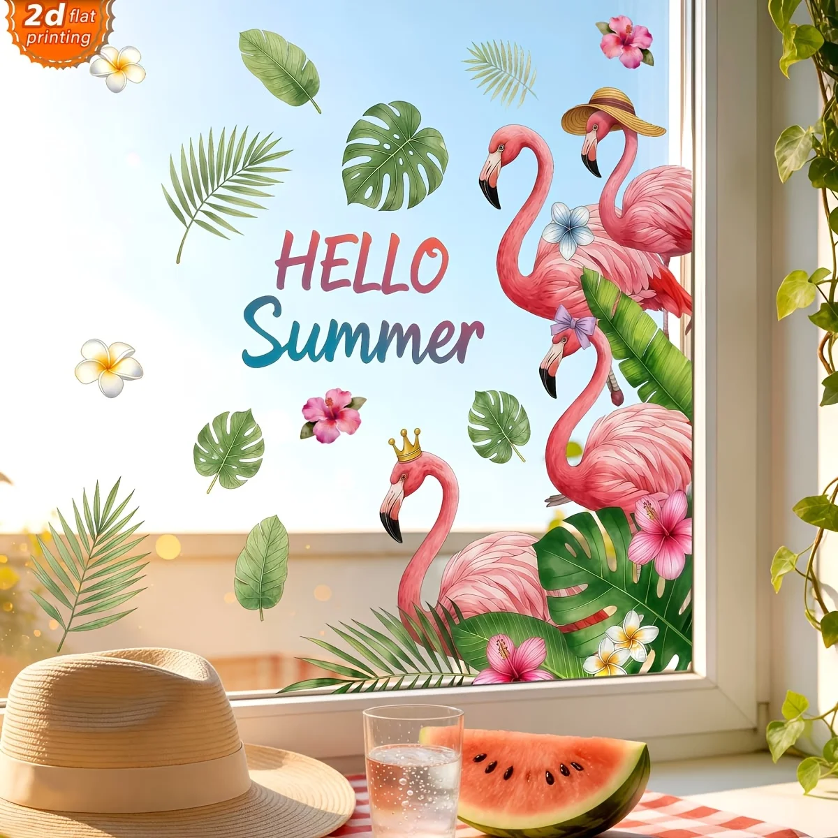 1pc Tropical Flamingo Themed Wall Decals, suitable for decorating windows, glass doors and floor-to-ceiling windows,a fresh gift