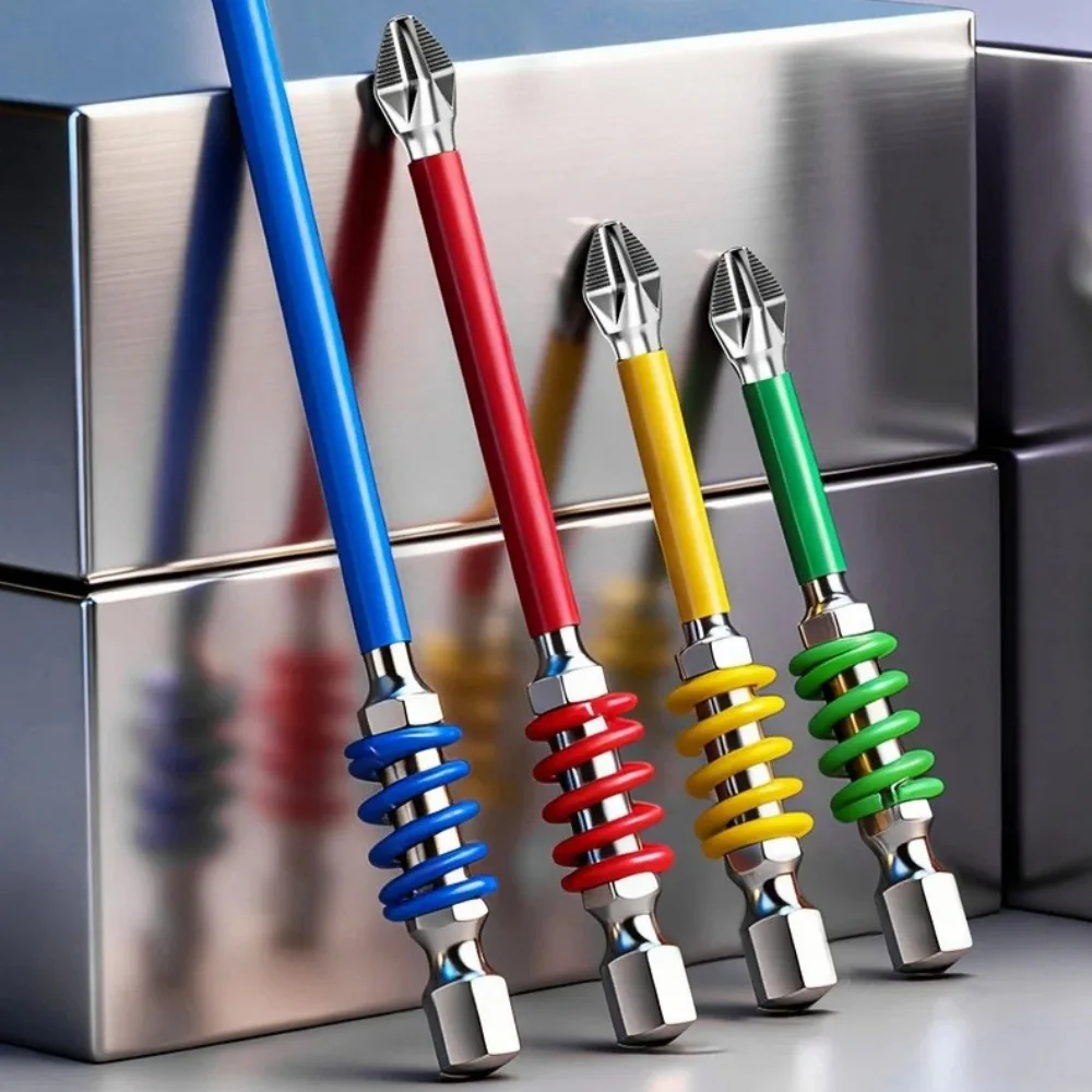 60/90/110/150mm Spring Screwdriver Bits Magnetic PH2 Driver Screw Anti-slip 1/4'' Hex Shank Drill Head Electric Repair Tool