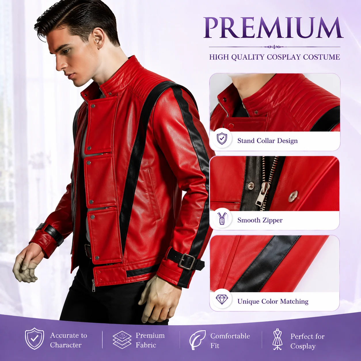 Michael Jackson Thriller Red Leather Jacket