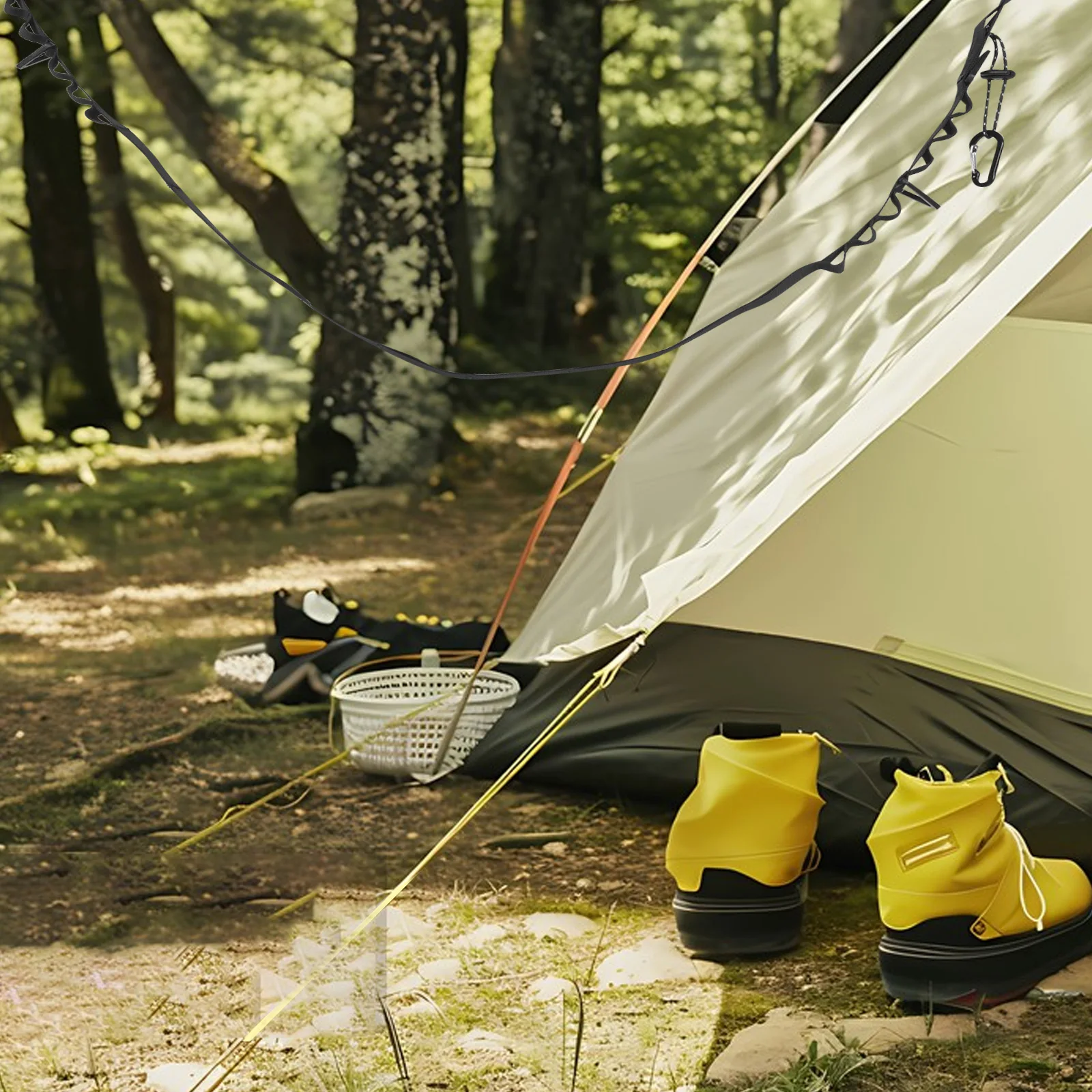 

Outdoor Lanyard Clothesline Camping Drying Rope Tent Hanging Outdoors Black Cord Travel