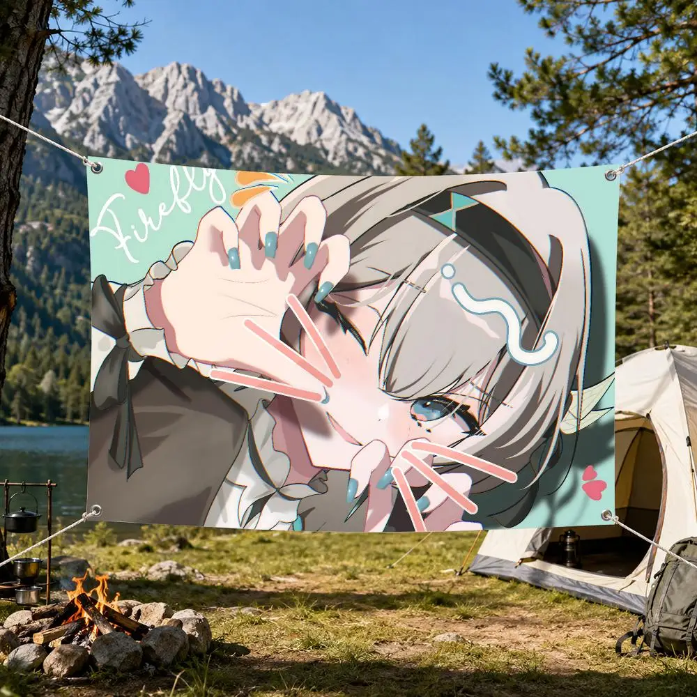 Honkai Star Rail Firefly Flags Aesthetic Wall Tapestry Printed Wall Hanging Living Room Party Outdoor Decor