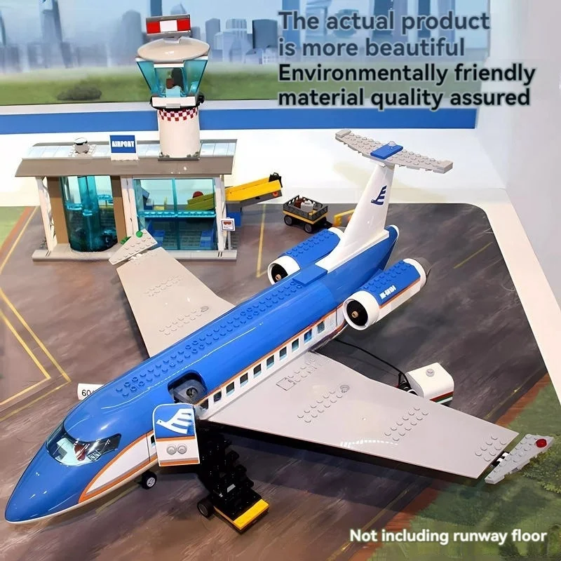 694 pcs City Series Airport Passenger Terminal Building Blocks Fit 60104 Set Home Decor Model MOC Assemble Toys For Kids Gifts