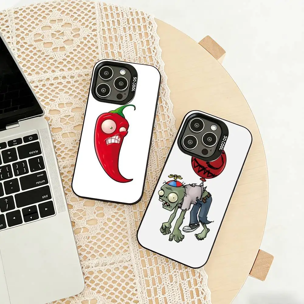 

P-Plants vs. Zombies Phone Case For iPhone 17,16,15,14,13,12,11 Plus,Pro Max,XS,Colored silver phone case