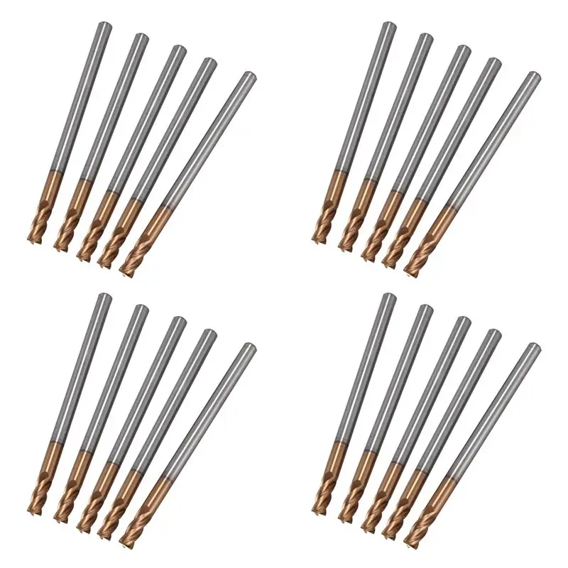 AT63-20PCS 3Mm Solid Carbide Endmills Endmill D3X8XD4X50L 4Flute Side Milling Slotting Profiling Face Mill Standard Length