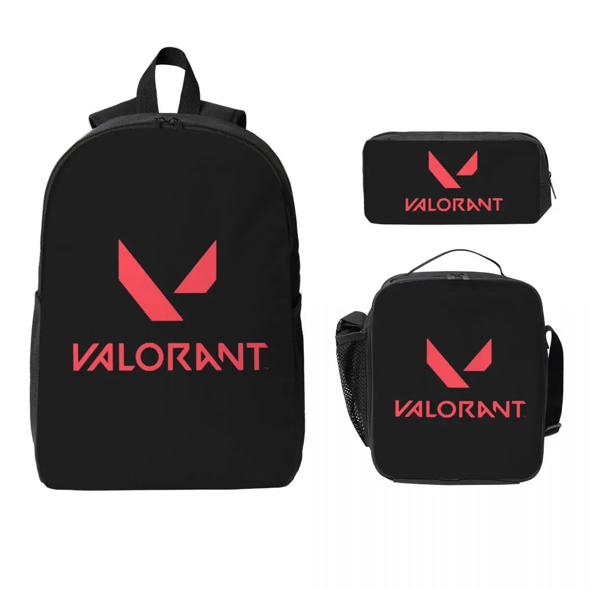 

V-Valorant Riot Games Shooting Backpack Student BookBag School Bag Laptop Shoulder Bags 3ps Insulated Lunch Bag Pencil Case