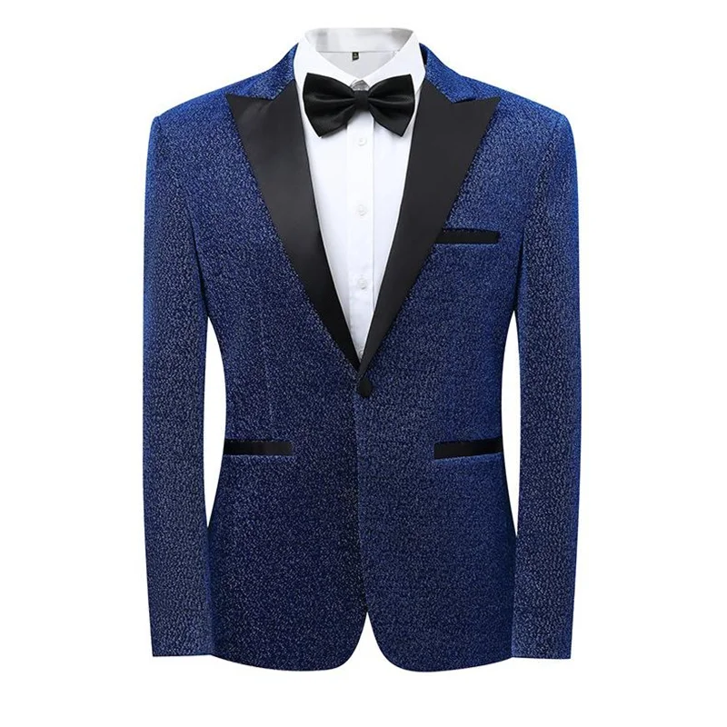 High-grade Men Luxury Suit One Button Jacket Fashion Male Wedding Prom Party Blazer Singer Stage Performance Dress Coat