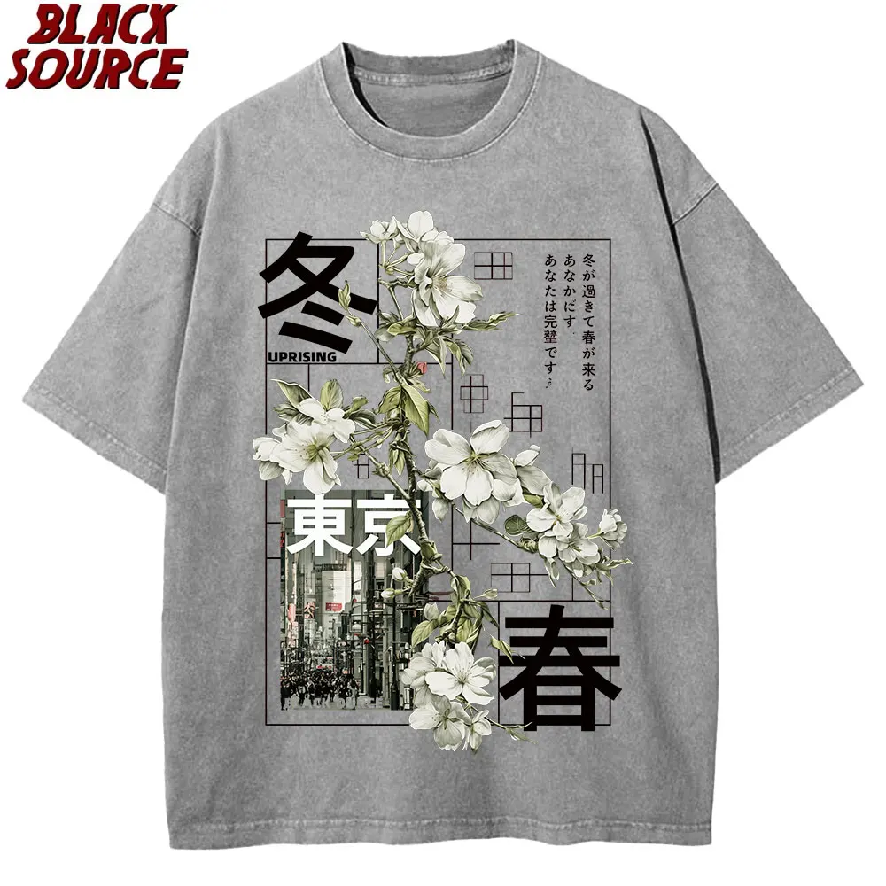 T474 Herren Kurzarm-T-Shirt im japanischen Stil, vielseitiges Design, geeignet für alle Jahreszeiten, bequemes Sommer-Oberteil, 100% Baumwolle – Detail 11
