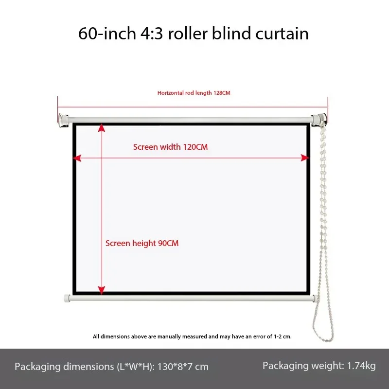 Portable High-definition Home Projector Screen 60 Inch Hand-pulled Lifting Self-locking Electric Drop Down Projector Screen view 5