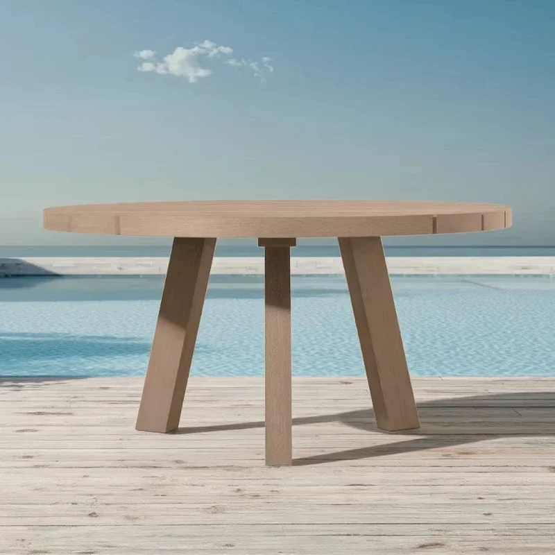 

Natural solid wood teak garden round outdoor dining table