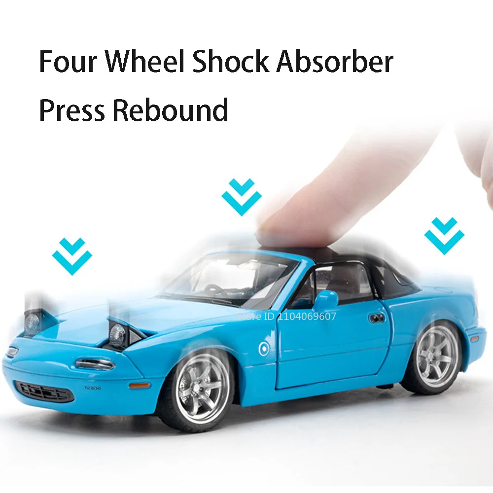 1:32 MX-5 RX-7 Model Auto Miniatuur Speelgoed Legering Diecast Geluid Licht Trek Deur Geopend Rubberen Banden voor Jongens Educatief Speelgoed