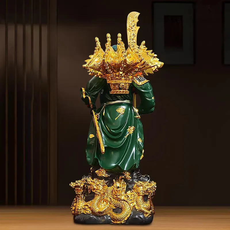 Martial Wealth God Guan Gong with Nine Dragons - Supreme Protector for Business Success & Righteous Fortune, Ultimate Brass Stat