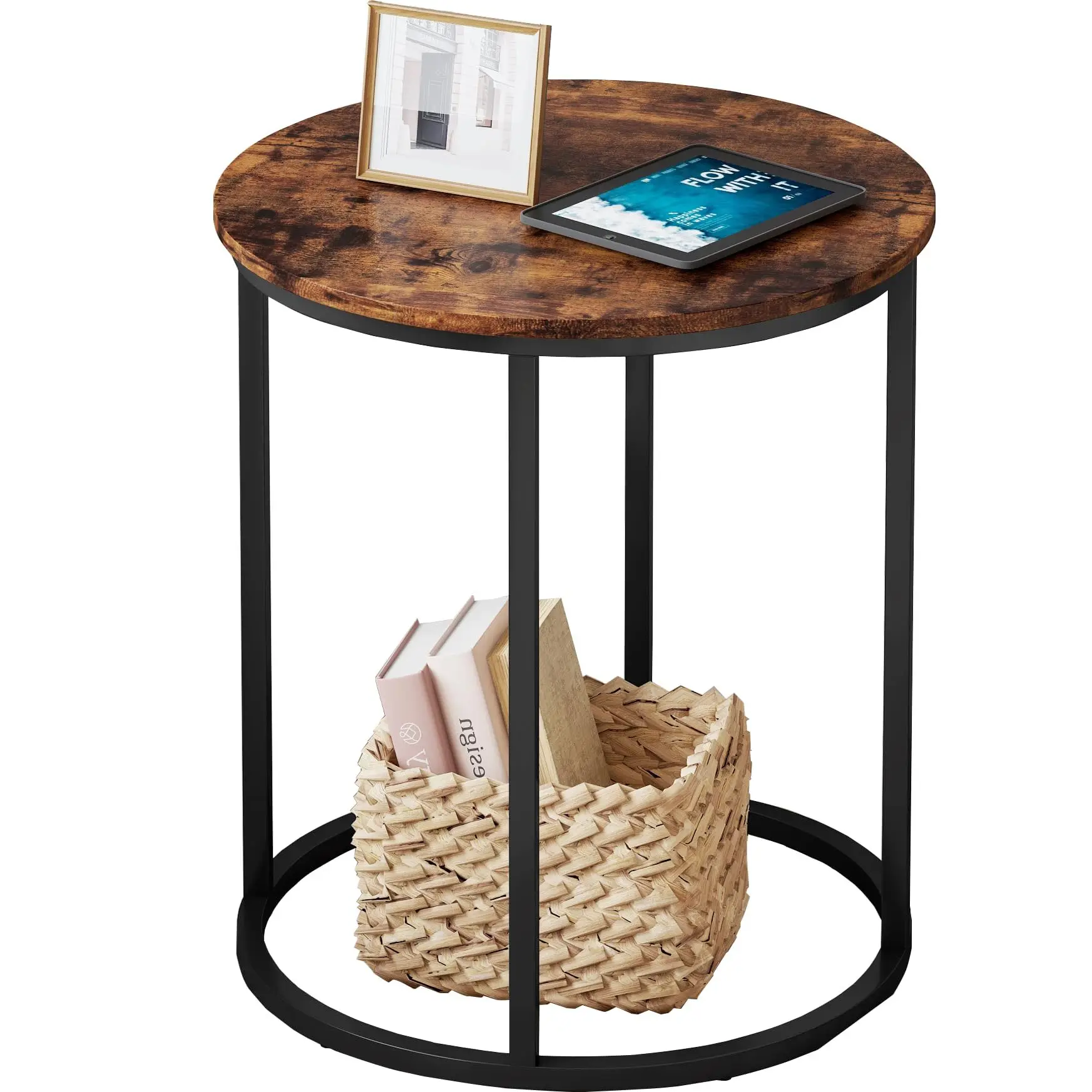 

Modern Simple European Style Small Side Table Black Metal Coffee Table for Living Room or Office As Bedside Table